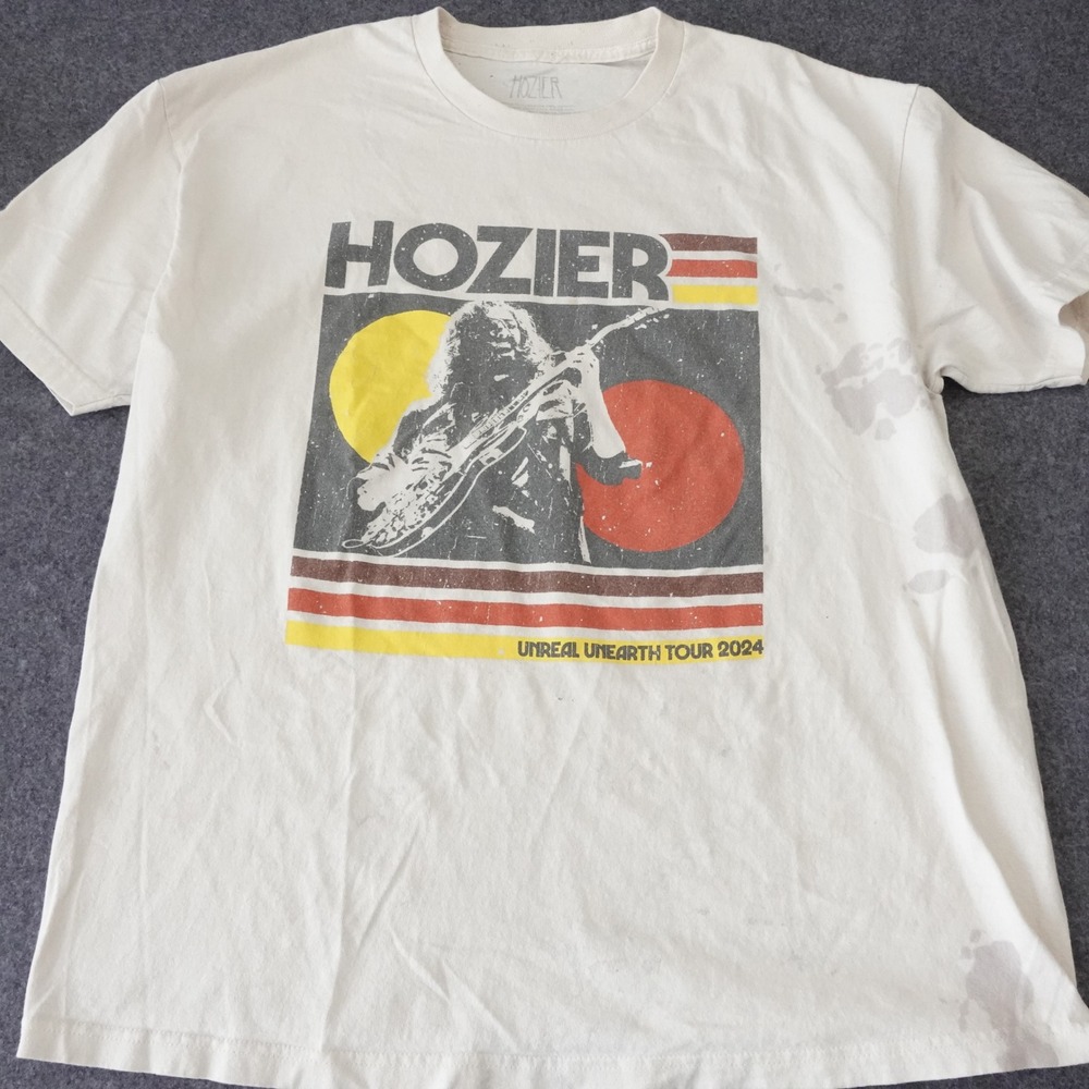 Hozier Unreal Unearth Tour 2024 Mens XL White Graphic Concert T-Shirt Cotton